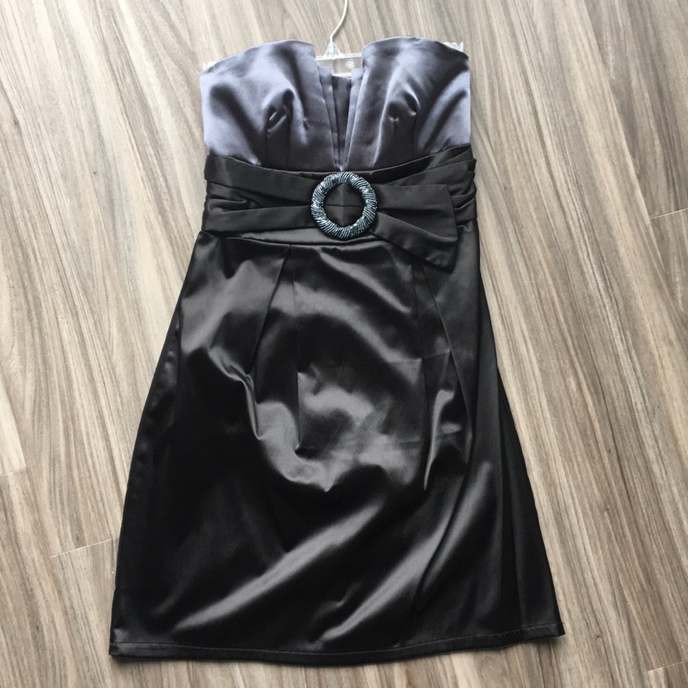 Strapless silk cocktail dress